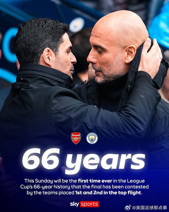 英超双雄首度会师联赛杯决赛 阿森纳曼城争夺